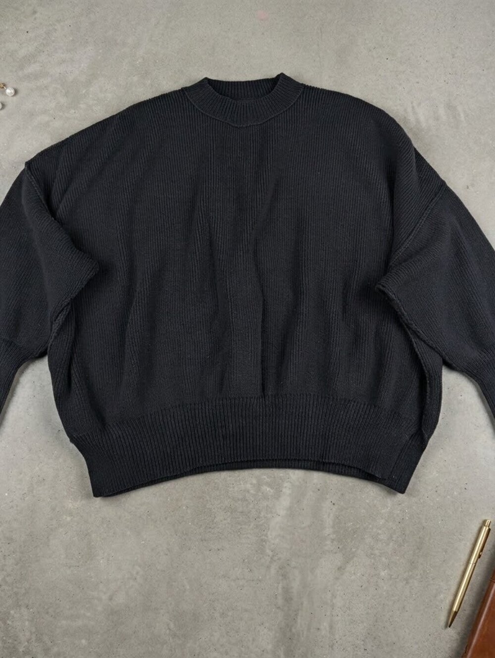 Free People Chunky Knit Sweater XS Charcoal Whimsigoth Grungecore Boho Oversized